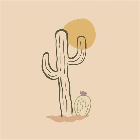 Western Doodle Art, Cactus Drawing Aesthetic, Western Doodles Easy, Western Doodles, Cactus Icon, Western Aesthetic Wallpaper, Cactus Cartoon, Western Posters, Cactus Drawing