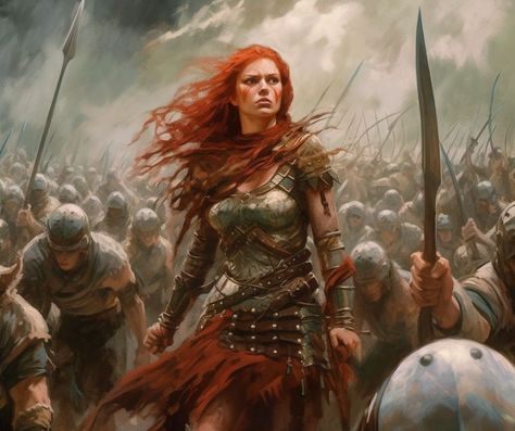 Boudica Queen Of The Celts, Celtic Woman Art, Boudica Tattoo, Celtic Warrior Woman, Warrior Women Art, Celtic Queen, Queen Boudica, Iceni Tribe, Celtic People