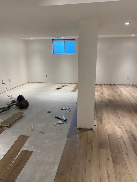 This week, I’m installing luxury vinyl plank flooring in our basement. That’s LVP if you’re into flooring like I am! If you missed any of my previous week’s posts, you can click on the links below. My husband and I have been transforming our unfinished basement, and part of this transformation involves creating a yoga, meditation, and exercise room. #vinylplank #installingflooring #basementrenovation #basementflooring #installinglvp #luxuryvinylplank #flooringdiy Basement Vynil Flooring, Basement Remodel Vinyl Flooring, Vinyl Plank Flooring Basement Ideas, Best Basement Flooring Options, Light Basement Flooring, Vinyl Flooring On Walls Ideas, Best Lvp Flooring Colors Basement, Basement Laminate Flooring Ideas, Lvp In Basement