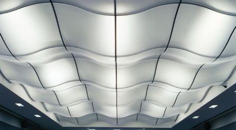 5 Playful, Wavy 3D Panels That Make Drop Ceilings Fun: Create Waves: USG's Topo Series of Suspended Ceiling Panels Plastic Ceiling Panels, Asian Lighting, Luminous Ceiling, Suspended Ceiling Panel, Wave Ceiling, Drop Ceiling Panels, Decorative Ceiling Panels, Drop Ceilings, 3d Ceiling