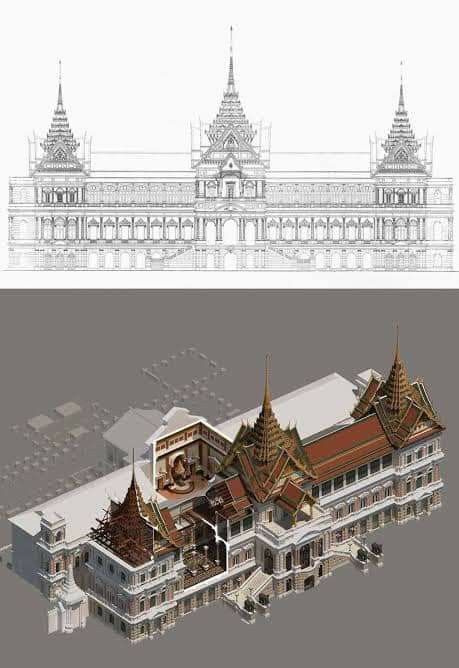 Thai Palace, Thailand Architecture, Thai Architecture, Culture Of Thailand, Grand Palace Bangkok, Palace Architecture, Theater Architecture, Angkor Wat Temple, Thailand Art