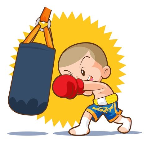 Boxing For Kids, Boxing Cartoon, Vintage Mascot, Grandparent Photo, Boxe Thai, Family Vector, Thai Boxing, Kickboxing Workout, Kids Background