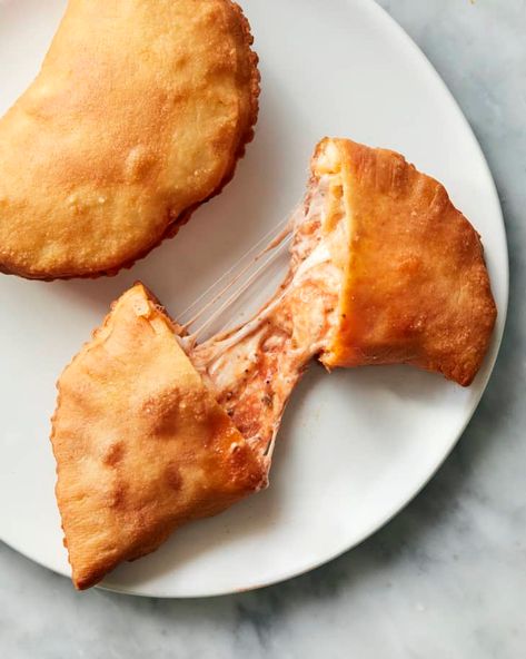 Panzerotti Recipe (with Mozzarella and Tomato) | Kitchn Homemade Panzerotti, Panzerotti Recipe, Mozzarella Recipes, Waffle Cookies, Rice Ingredients, Fried Dough, Beef Tenderloin, Pizza Night, Apple Pies Filling