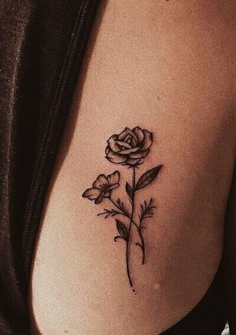 Wildflower Rose Tattoo, Lily Rose Tattoo, Lily And Rose Tattoo, 2 Roses Tattoo, Flower Tat, Tato Minimal, Typography Tattoo, Small Rose Tattoo, Inspiration Tattoos