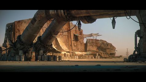 Jakku concept art Star Wars Vii, Concept Art World, Industrial Light, Star Wars Concept Art, Star Wars The Force Awakens, Star Wars Rpg, Film Design, Fantasy Films, The Force Awakens