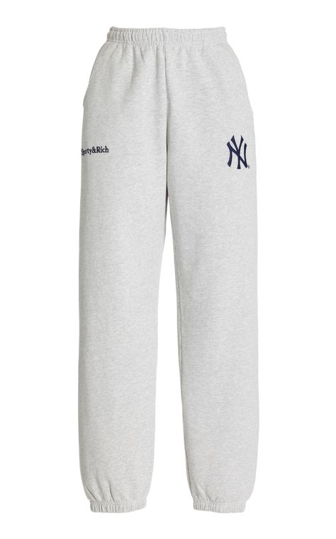 X Yankees Cotton Sweatpants By Sporty & Rich | Moda Operandi Madhappy Sweatpants, Layering A Dress, Emily Oberg, Clothing Wishlist, Champion Crewneck, Cotton Sweatpants, Matching Sweatshirts, Sporty And Rich, The Lifestyle