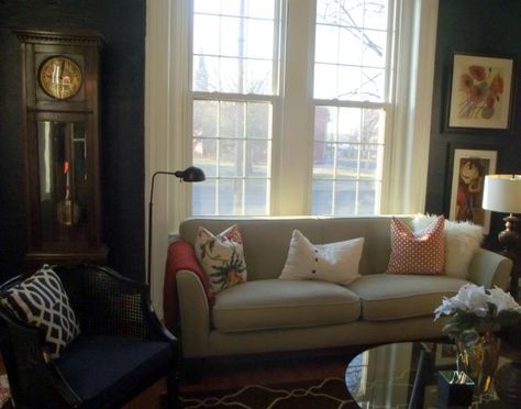 love the, rug, furniture and dark color Target Clearance, Cane Chairs, Lounge Rooms, House Flowers, Pillow Patterns, Hot House, Victorian House, My Living Room, Black Oil