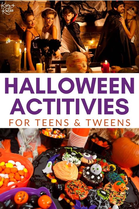 With these fun Halloween party activities for teens, you’ll have great ways to keep the older kids at your celebration entertained all night. Halloween Family Fun Night, Fun Things To Do At A Halloween Party, Halloween Dance Party Ideas, Halloween Group Activities, Middle School Halloween Party, Halloween Party Activities For Teenagers, Halloween Party Ideas Activities, Halloween Party For Teens, Halloween Activities For Teens