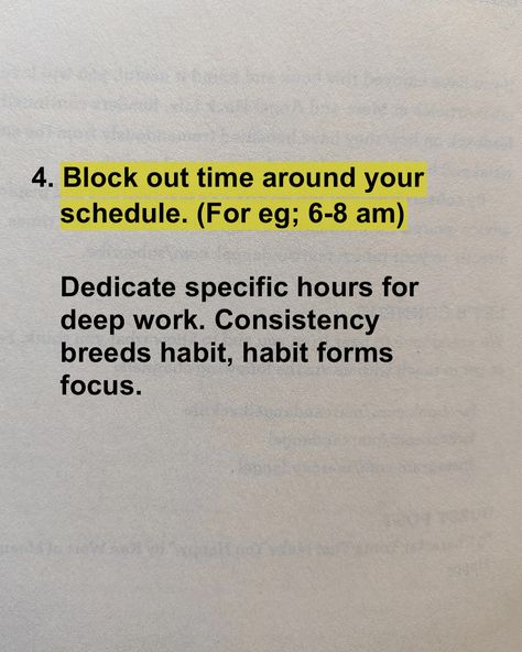 Achieve deep focus with these 12 steps. When you focus deeply, you enter a state of flow where creativity thrives, productivity skyrockets and time seems to disappear. Remember, deep focus isn’t just about getting things done- it’s about doing them well giving your undivided attention. [ deep focus, focus, productivity, time management, focused mind, stay focused, self improvement tips, self help tips] #focus #deepwork #selfhelp #selfimprovement #productivity #explore #booklyreads Focus On Self, Focus Studying, Deep Focus, How To Focus Better, Habit Forming, Reminder Quotes, Self Improvement Tips, Getting Things Done, Meaningful Quotes