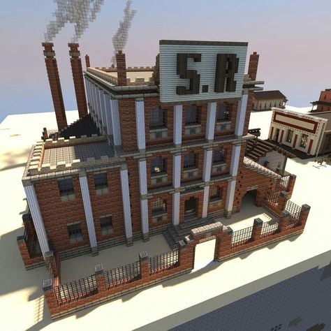 Minecraft Factory, Minecraft Brick, Minecraft Building Designs, Minecraft Roof, Minecraft Modern City, Minecraft Steampunk, Minecraft Create, Minecraft City Buildings, Minecraft Houses Survival