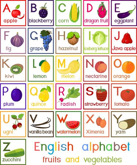 English alphabet with fruits and vegetables. For children education vector illustration Nutrition Logo Ideas, Alphabet Meaning, Nutrition Aesthetic, Aesthetic Nutrition, Fruit Alphabet, Food Food Recipes, Vegetables List, Fruit Letters, Fruits And Vegetables List