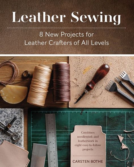 Leather Sewing : 8 New Projects for Leather Crafters of All Levels By Carsten Bothe Leatherworking is a craft that is becoming more and more popular and is a hobby that you can get started without making any big expenditure or investment. Besides, it is fun! You can make unique, durable, and sustainable leather products in your kitchen. In a follow-up to his previous book, Practical Leatherwork, hunter and professional outdoorsman Carsten Bothe guides you with richly illustrated step-by-step instructions through sewing techniques, preparing and manipulating the leather, and eight beginner, intermediate, and advanced leatherworking projects, including a leather barbecue apron, dice cup, book cover, canteen, and more. Learn techniques like the saddle stitch and baseball stitch and how to sew Leather Dye Diy, Leather Techniques, Leather Patterns Templates, Butterfly Photography, Dice Cup, Baseball Stitch, Leather Engraving, Leather Sewing, Craft Images