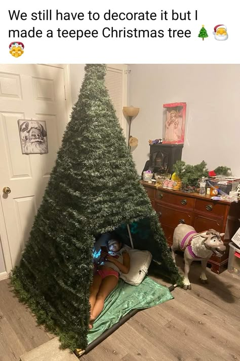 Christmas Tree Fort, Christmas Tepee, Christmas Tree Tent, Christmas Teepee, Tree Teepee, Tree Tent, Tree Fort, Christmas Trees For Kids, Blouse Ideas