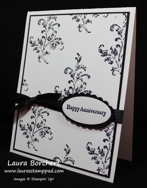 Happy Anniversary, www.LaurasStampPad.com Stampin Up Love And Happiness, I Love Black, Love Black And White, Mini Sales, White Elegance, Love And Happiness, Stamp Pad, Love Black, Punch Cards