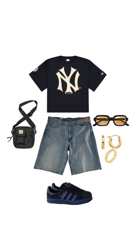 Ny shirt, jorts, carhartt, outfit ideas, summer fits Outfits Jorts, Carhartt Outfit, Ny Outfits, Outfit Ideas Summer, Summer Fits, Outfit Idea, Outfit Ideas, Street Wear, Fashion Outfits