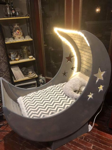 Moon cradle 😍 Baby Crib Diy, Bloxburg Basement, Baby Gift Ideas, Girl Nursery Room, Baby Room Inspiration, Baby Boy Room Nursery, Baby Room Design, Nursery Baby Room