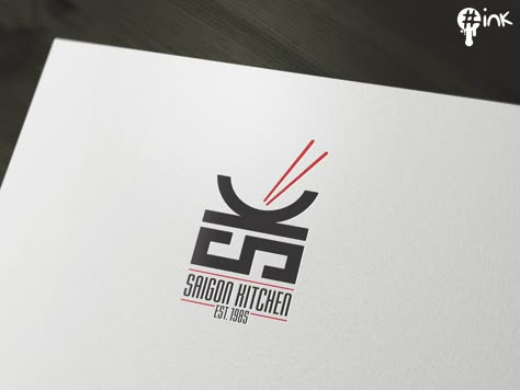 Unique & smart logo design for Saigon Kitchen, an Asian restaurant located… Asian Restaurant Logo Design, Asian Food Logo Design, Chinese Food Logo Design, Traditional Food Logo, Asian Restaurant Branding Design, Creative Restaurant Logo, Asian Branding Design, Chinese Restaurant Logo Design, Asian Restaurant Logo