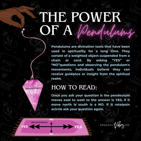 - Yes/No questions: If you asked a yes/no question, the pendulum may swing back and forth, with back & forth representing "yes" and side to side representing "no." - Energy alignment: If the pendulum moves in a circular, it indicates that your energy is aligned with the answer or intention you set. - Indecision" uncertainty: Sometimes, the pendulum may swing sporadically or not move at all. This could indicate indecision or that the answer is unclear at the moment. Pendulum Movement Meaning, What Is A Pendulum, Questions For Pendulum, Pendulum Choices, Working With A Pendulum, Pendulum Yes Or No, Energy Alignment, Spiritual Shop, Yes No Questions