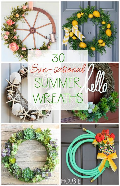 Looking for classic, summer wreath DIY inspiration? I'm sharing 30 Sun-sational DIY Summer Wreath Ideas on The Happy Housie blog! #thehappyhousie #DIY #wreaths #summerdecor #summerstyle Diy Wreaths Easy, Summer Wreath Ideas, Diy Summer Wreath, Mesh Pumpkin, Diy Wreaths Decor, Diy Summer Decor, Single Apartment, Making Wreaths, Chic Bedrooms