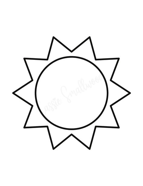 Sun Templates (Lots Of Shapes and Sizes) - Cassie Smallwood Sunshine Drawing, Sun Outline, Sun Template, Sun Coloring Pages, Black And White Outline, Sun Crafts, Craft Templates, Fun Arts And Crafts, Yellow Sun