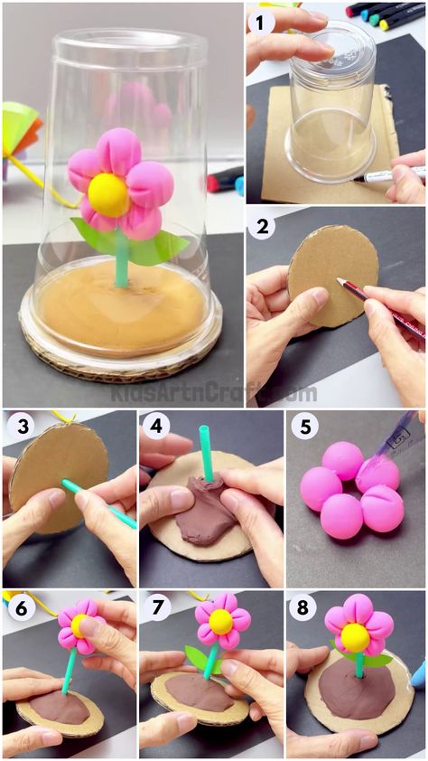 Are you looking for a fun and creative activity to do with your children? Making clay flowers is a great way to keep them entertained and engaged for hours. Not only is it a fun activity, but it also helps them to develop their motor skills and creative thinking. It is also a great way to get kids interested in art and crafts. In this tutorial, we will show you step-by-step how to make clay flowers. We will go over all the materials needed and provide helpful tips and tricks to make the process How To Make Flower With Clay, Easy Clay Ideas Step By Step, Clay Tutorials Step By Step, Clay Flowers Tutorial, Clay Activity, Orange Craft, Making Clay, Clay Crafts For Kids, Kids Fall Crafts