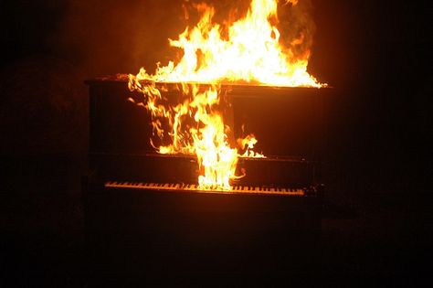 Burning Piano Piano On Fire, Burning Piano, Addams Aesthetic, Victor Grantz, Pugsley Addams, Maps Aesthetic, Lost Princess, Fire Element, On Fire