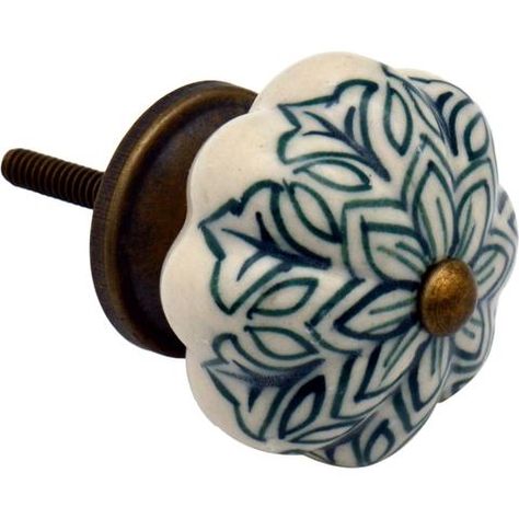 Nicola Spring Vintage Floral Ceramic Door Knob - Green | Rinkit.com Pinterest Kitchen, Unique Drawer Pulls, Glass Cupboard, Handmade Cabinets, Bathroom Cupboard, Ceramic Cabinet, Vintage Door Knobs, Ceramic Door Knobs, Cupboard Drawers