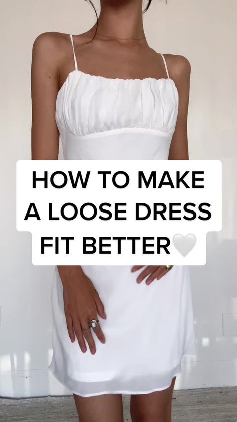 Dress too loose at the waist? Try out this hack for a quick fix! 🕊 #d... | how to make a dress shorter | TikTok How To Fix Loose Dress Waist, Make Dress Shorter Hack, How To Make A Dress Shorter Hack, Cinch Dress Waist Diy, How To Make A Dress Smaller In The Waist, How To Tighten A Loose Dress, How To Make A Dress Tighter In The Waist, How To Tighten Dress Waist, How To Cinch A Dress