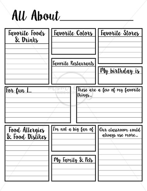 Give Your Child's Teacher a Gift they Want this Year - About the Teacher All About Me For Teachers Free Printable, Teacher Preference Sheet, Getting To Know Teacher Printable, Free About Me Printables, What I Want My Teacher To Know About Me, Get To Know Staff Questionnaire, Get To Know Me Free Printable, Teacher Gift Survey, Get To Know The Teacher Template