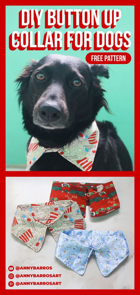 Diy Dog Shirt Collar, Dog Shirt Collar Pattern Free, Dog Shirt Collar Pattern, Pet Scarf Pattern, Free Pet Bandana Pattern, Dog Bowtie Pattern Free, Dog Bow Ties Diy Free Pattern, Diy Dog Collar Tutorial, Diy Dog Harness Pattern Free