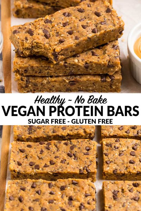 Vegan Protein Bars Recipe, Best Vegan Protein Bars, Low Carb Vegan Breakfast, Dates Peanut Butter, Recipe With Oats, High Protein Vegan Snacks, Healthy Protein Bars, Vegan Protein Recipes, Best Vegan Protein