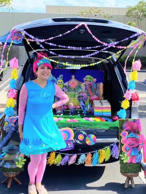 Trunk Or Treat Unicorn, Trunk Or Treat Trolls Theme, Trolls Trunk Or Treat Ideas, Trolls Trunk Or Treat, Monster House Trunk Or Treat, Monster Trunk Or Treat, Monster Car Trunk Or Treat, Monster High Halloween, Trunker Treat Ideas