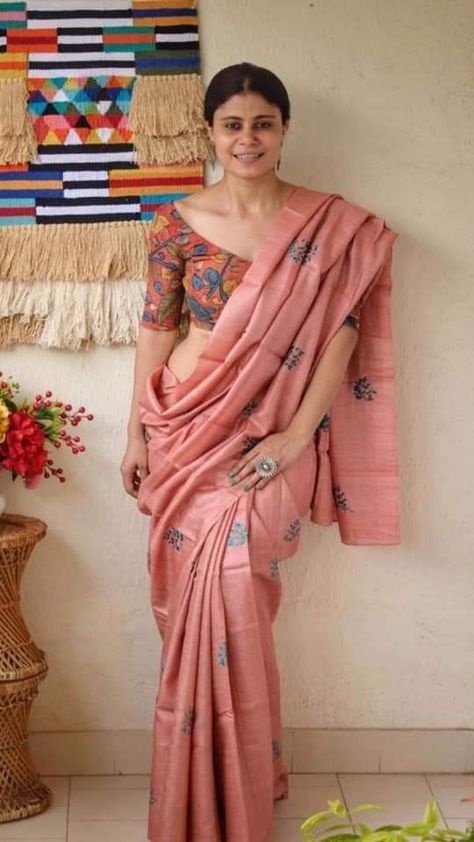 Pink Pure Tussar Ghicha Silk Sarees Tussar Silk Sarees, Silk Sarees With Price, Raw Silk Saree, Embroidery Saree, Stylish Sarees, Tussar Silk Saree, Silk Sarees Online, Party Wear Sarees, Pure Silk Sarees