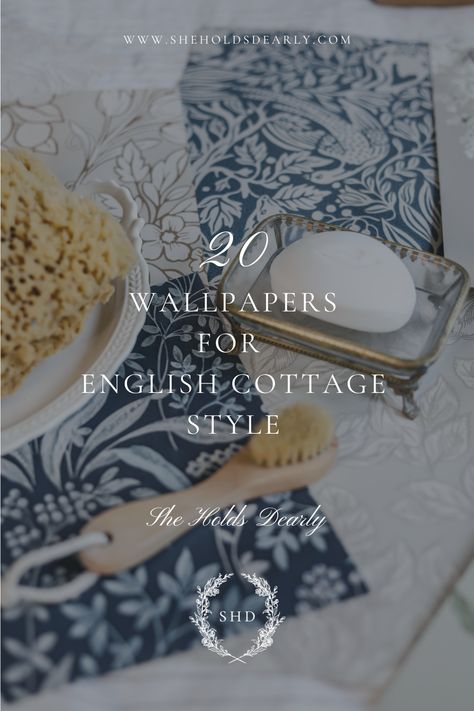 English Cottage Wallpaper Choices – Made Easy for You - She Holds Dearly English Cottage Wallpaper, Cottage Color Palette, She Holds Dearly, English Wallpaper, Country Bathroom Decor, Cottage Bath, Cottage Wallpaper, English Cottage Decor, Vintage Wallpapers