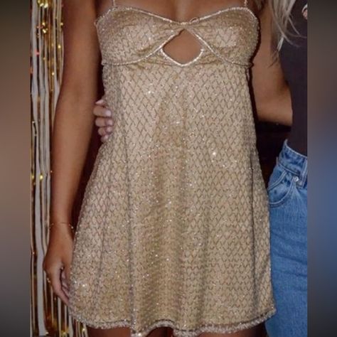 ISO FOR LOVE AND LEMONS GOLD GLITTER SLIP DRESS Gold For Love And Lemons Dress, For Love And Lemons Gold Dress, For Love And Lemons Glitter Slip Dress, Glitter Slip Dress, Gold Hoco Dress, Gold Homecoming Dress, Gold Sparkly Dress, For Love And Lemons Dress, Slip Dress Outfit