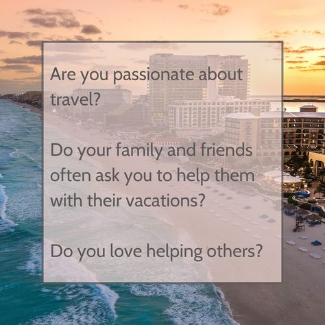 Ever dreamt of turning your passion for travel into a fulfilling career? 🌍✈️ Becoming a travel agent might be the perfect path for you! As a travel agent with Imagine Travel, you’ll help others plan their dream vacations while exploring new destinations yourself. You get the freedom to create your own schedule, the opportunity to work from anywhere, and endless adventures, it’s more than just a job—it’s a lifestyle. Want to know more? Drop a ✈️ and we’ll send you a link! ‌ #travelindustr... Become A Travel Agent, Fulfilling Career, Work From Anywhere, Free Vacations, Hiring Now, Travel Industry, Help Others, All Inclusive Resorts, Travel Agent