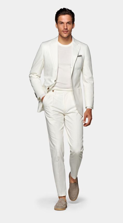 Formal Suits For Men, Linen Summer Outfits, Men In White, Men Tuxedo, Designer Tuxedo, Formal Suits Men, White Linen Suit, Suit Supply, Custom Made Suits