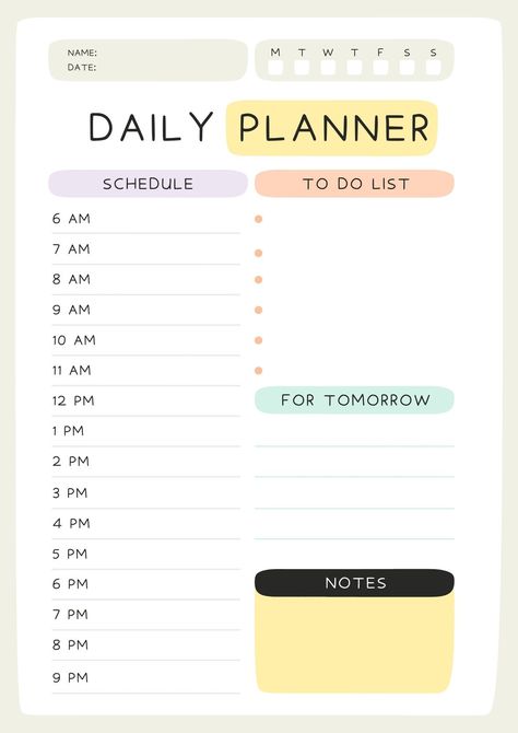 Daily Schedule Planner, Study Planner Printable, Daily Weekly Monthly Planner, Monthly Planner Template, Daily Planner Pages, Weekly Monthly Planner, Planner Printables Free, Daily Planner Printable, Schedule Template