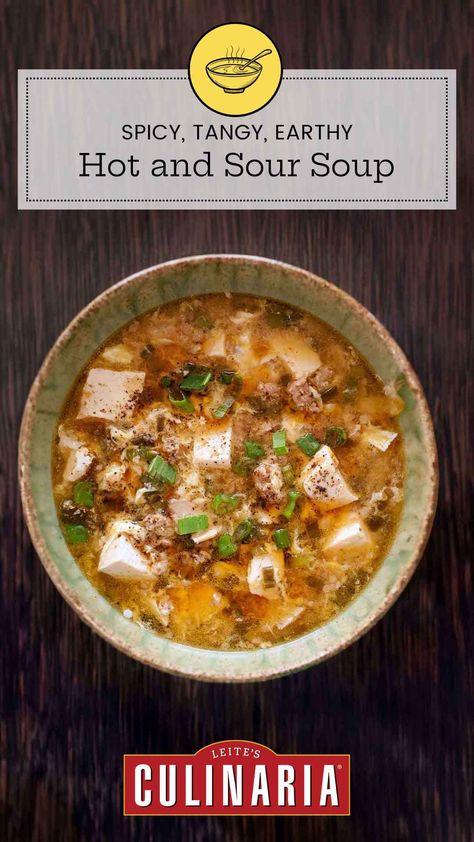 This authentic Chinese hot and sour soup recipe is a comforting classic made with ground pork, tofu, mushrooms, and Sriracha sauce. This homemade hot and sour soup is so good you may never go back to takeout. Hot And Sour Soup Recipe, Sweet And Sour Soup, Sour Soup Recipe, Hot And Sour Soup, Sour Soup, Easy Soup, Sriracha Sauce, Never Go Back, Easy Soups