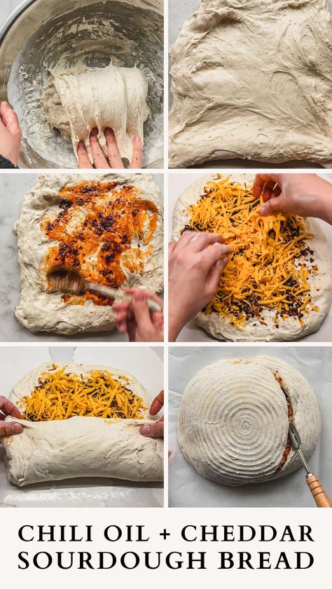 Steps to make Chili oil and cheddar cheese sourdough bread Cheese Sourdough Bread, Honey Sourdough, Cheese Sourdough, Kimchi Rice, Best Homemade Bread, Best Homemade Bread Recipe, Homemade Bread Recipe, Classic Chili, Sourdough Loaf