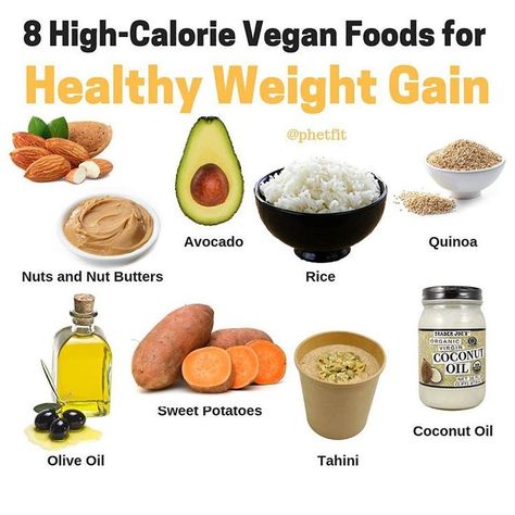 8 High-Calorie Vegan Foods for Healthy Weight Gain - 🥜Nuts and Nut Butters. Nuts are a great source of protein, healthy fats and calories,… Recipes For Weight Gain, Vegan Weight Gain, Healthy Weight Gain Foods, Vegan Protein Recipes, Weight Gain Diet, Desserts Keto, High Protein Vegan Recipes, High Calorie, Weight Gain Meals