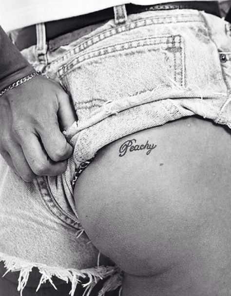 Tattoo Under Buttcheek Words, Tattoo Under Buttcheek, Peachy Tattoo, Tattoo Symbols, Perfect Peach, Getting A Tattoo, Deep Meaning, Henna Tattoo Designs, Symbolic Tattoos