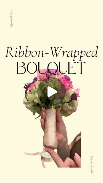 Jenny Thomasson | Contemporary Floral Art on Instagram: "HOW TO 💐 A Ribbon Wrapped Bouquet  ⠀⠀⠀⠀⠀⠀⠀⠀⠀ 🫶🏻 Have I mentioned I love getting your requests?! This video was a response to a question left in the comments.    🌷What else do you want to know, flower friends?!  ⠀⠀⠀⠀⠀⠀⠀⠀⠀ Let’s bloom together 🌻 ⠀⠀⠀⠀⠀⠀⠀⠀⠀ #bouquet #bouquetofflowers #floraldesign #floraldesignclass #floraldesignworkshop #weddingflorist #bouquet #bouquetofflowers #ribbon #floraltechniques #flowertechnique #floralmechanics #weddingbouquet" Wedding Bouquets Wraps, Wedding Bouquet Tied With Ribbon, Making Wedding Bouquets Diy, How To Ribbon Wrap A Bouquet, Flower Prom Bouquets, How To Wrap Flowers With Ribbon, Diy Toss Bouquet Wedding, How To Wrap Wedding Bouquet With Ribbon, Tie Ribbon On Bouquet