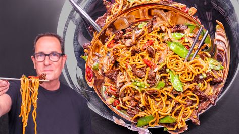 Sam The Cooking Guy Recipes, Beef Lo Mein Recipe, Chinese Night, Beef Lo Mein, Lo Mein Recipe, Red Jalapeno, Asian Meals, Lo Mein Recipes, Chow Mein Noodles