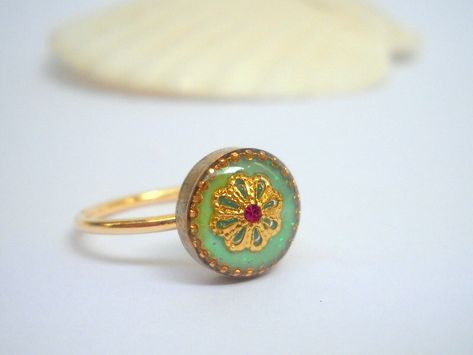 Make your Cyber Week purchase mean more by shopping Etsy. My shop is up to 20% off! Unique Gold Rings, Ring Resin, Flower Engagement, Green Ring, Flower Engagement Ring, Simple Band, Ring Flower, Pink Gem, Birth Month Flower