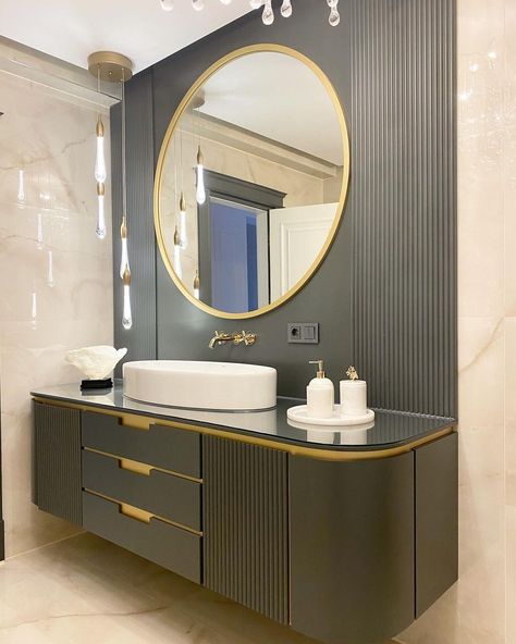 ELİF GÜRAY on Instagram: “💫” Washroom Vanity Designs Modern, Basin Counter Design Modern, Washroom Vanity Designs, Bathroom Modern Luxury, Basin Counter, Washroom Vanity, Latest Bathroom Designs, Backlit Bathroom Mirror, Modern Bathroom Mirrors