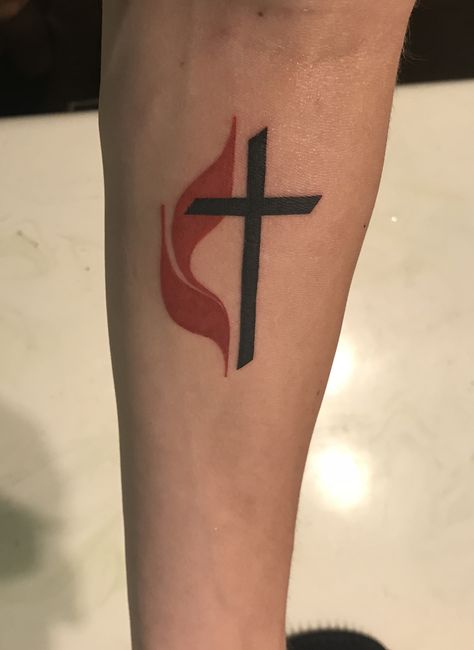 Methodist Tattoo, Methodist Cross, Small Cross Tattoos, Tattoo Font For Men, Flame Tattoo, Medieval Tattoo, Cross Tattoo For Men, Cross Tattoos, Flame Tattoos