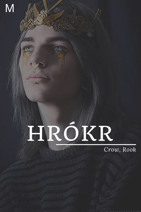 Hrokr, meaning Crow, Rook, Old Norse names, H baby boy names, H baby names, male names, whimsical baby names, baby boy names, traditional names, names that start with H, strong baby names, unique baby names, masculine names, nature names, character names, character inspiration H Boy Names, Old Norse Names, H Baby Names, Names Biblical, Uncommon Girl Names, Norse Names, Names Male, Cool Baby Boy Names, Babies Names