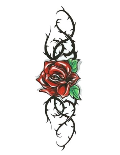 Rose Vine With Thorns Tattoo, Rose Thorns Drawing, Thorny Vine Tattoo, Thorny Rose Tattoo, Rose And Thorns Tattoo, Rose With Thorns Tattoo, Rose Thorn Tattoo, Thorn Bush, Rose And Dagger Tattoo