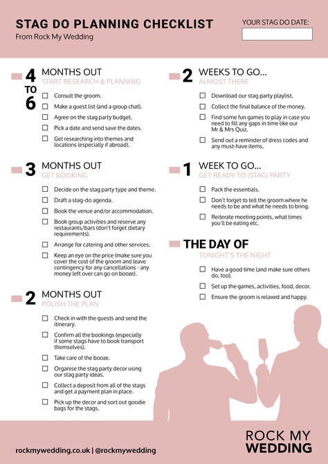 Stag Party Planning Checklist - Organise Your Stag Do In A Few Simple Steps Stag And Doe Planning Checklist, Party Planning Checklist Organizing, Groomsman Speech, Wedding Party Groomsmen, Wedding Checklists, Stag And Doe, Party Planning Checklist, Grooms Party, Checklist Wedding